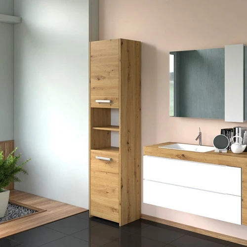 Sidabro rankenėlės vonios spintelė minimalistinio stiliaus