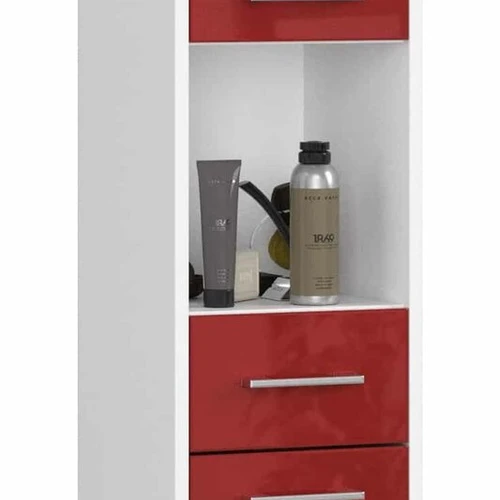 Aukšta vonios spintelė-lentyna NORE Fin, balta/raudona