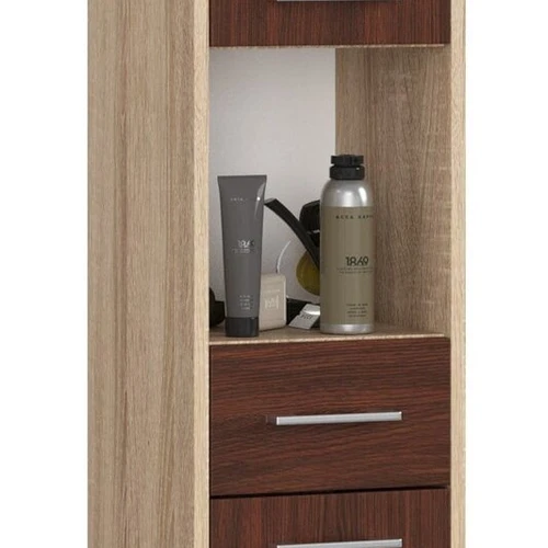 Aukšta vonios spintelė-lentyna NORE Fin, tamsiai ruda/ąžuolo