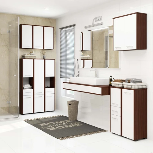 Ilgaamžė vonios lentyna su reguliuojamomis kojelėmis