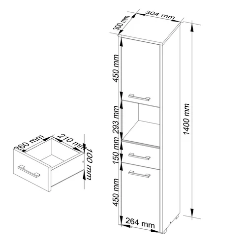 Tvarkingos vonios kambario sprendimas su FIN 2D 1SZ IW lentyna