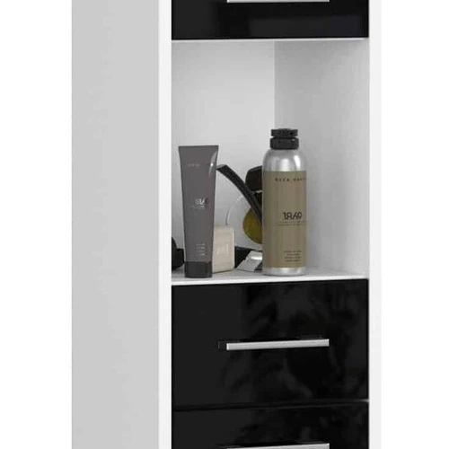 Aukšta vonios spintelė NORE Fin, balta/juoda