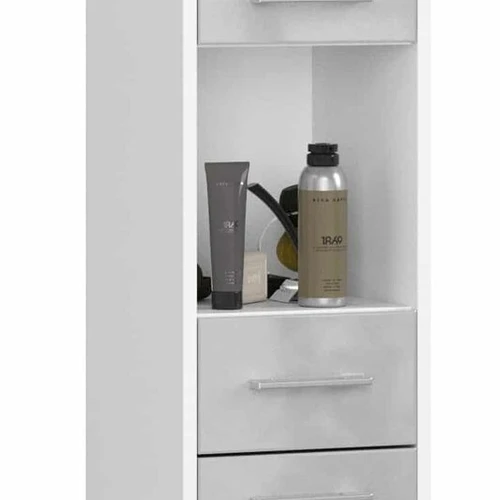 Aukšta vonios spintelė NORE Fin, baltos spalvos/pilka