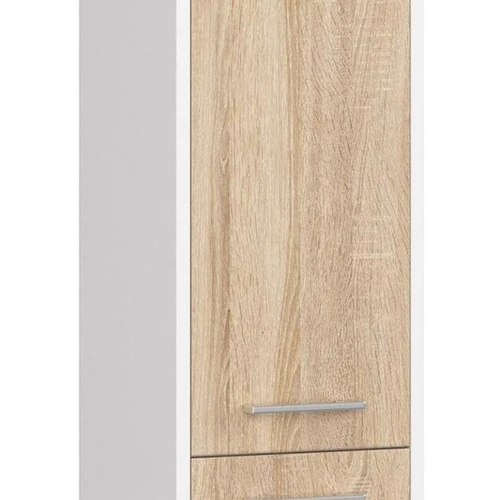 Aukšta vonios spintelė NORE Fin su 2-omis durelėmis, balta/ąžuolo