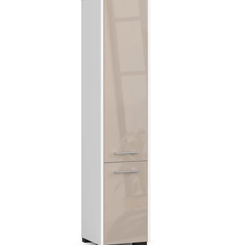 Aukšta vonios spintelė NORE Fin su 2-omis durelėmis, balta/kreminė