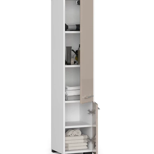 Moderni spintelė su ABS briauna ir sidabrinėmis rankenomis