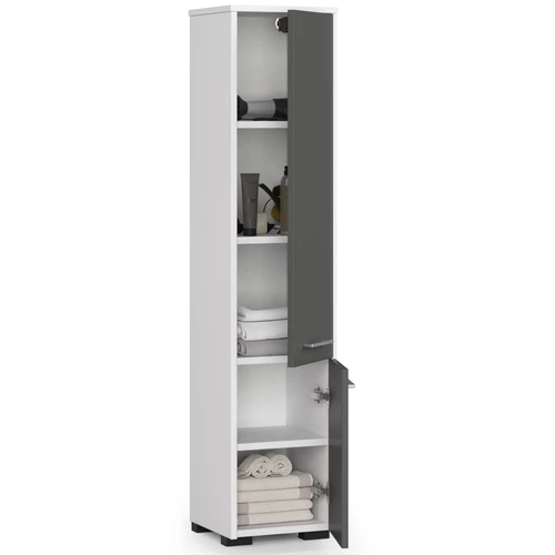 Moderni spintelė su ABS briauna ir sidabrinėmis rankenomis