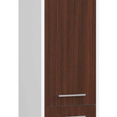 Aukšta vonios spintelė NORE Fin su 2-omis durelėmis, balta/tamsiai ruda