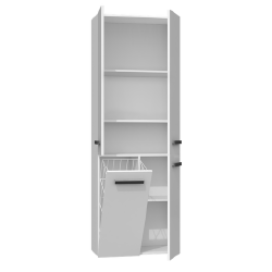 Blizgi balta MDF spintelė su PVC briaunomis