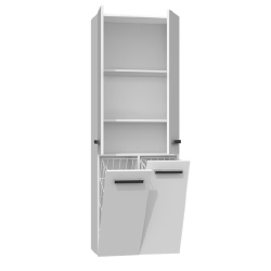 Elegantiška blizgia balta vonios spintelė su PVC briaunomis