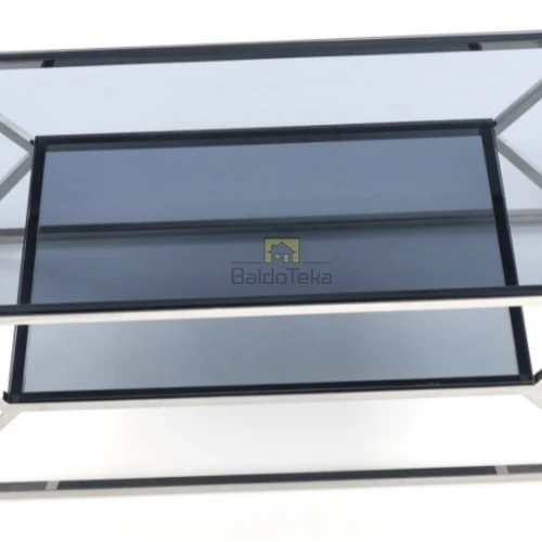 Elegantiškas tonuoto stiklo ir chromo stalas