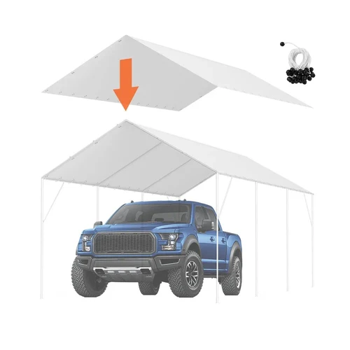 Automobilių stogelio 10x20 pėdų tentas, atsparus vandeniui ir UV, baltas