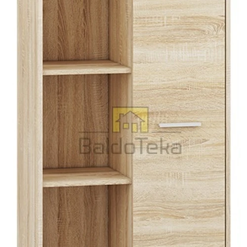 Stilinga spinta su šviesaus ąžuolo sonoma ir baltos matinės kombinacija