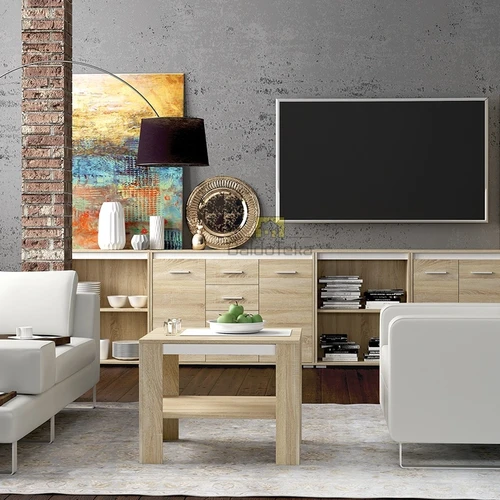 Šviesaus ąžuolo sonoma + baltos matinės spalvos LMDP stalas 120x76x55 cm