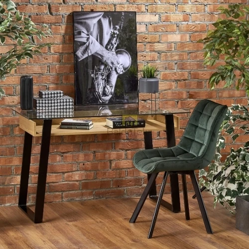 Moderni MDF spinta su grūdintu stiklu ir dažytu metalu