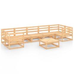 Baldų komplektas, 8 dalių, pušies medienos masyvas - Lauko baldų komplektai