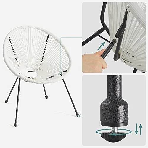 Balta stalų komplektas su 2 kėdėmis ir grūdintu stiklu