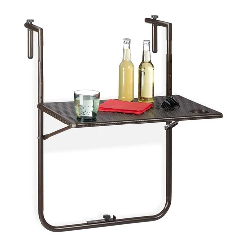 Balkono stalas Relaxdays 10035755, Sulankstomas, Ruda, 59,5 × 72,5–83 × 59 cm