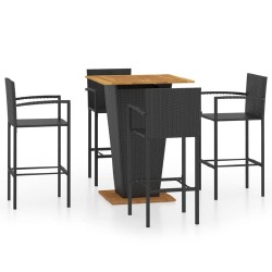 Baro baldų komplektas, juodos spalvos, 5 dalių - Lauko baldų komplektai