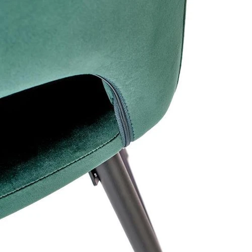 Dark Green Velvet Sofa with Steel Accents