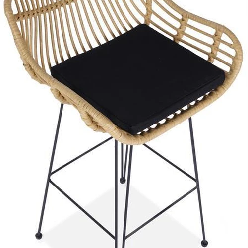 Modernios kėdės su sintetiniu rotangu ir juodu apvalkalu