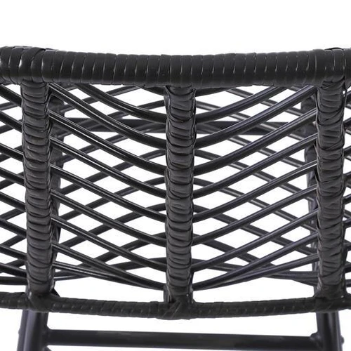 Juodos spalvos kėdė su sintetiniu rotangu ir plieniniu pagrindu