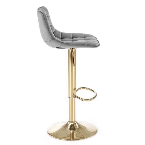 Stilinga kėdė su pilka-aukso spalva ir aksominiu apmušalu