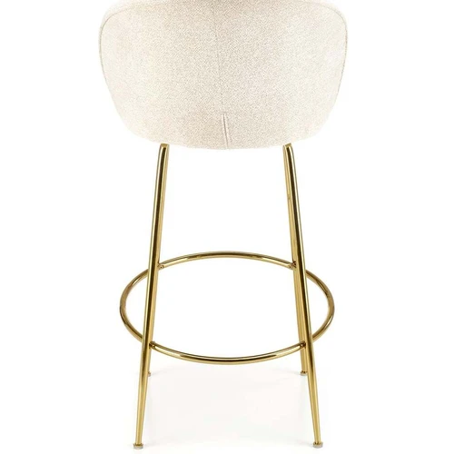 Šiuolaikiški baldai su smėlio spalvos audiniu ir chromuotu plienu