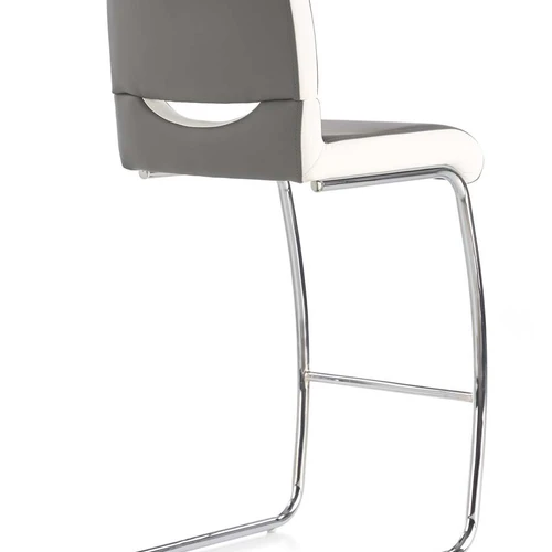 Stylūs balti ir pilki kėdės su eko oda ir chromuotu plienu