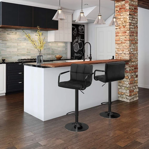 Elegantiškos virtuvės kėdės su aksominiu užvalkalu