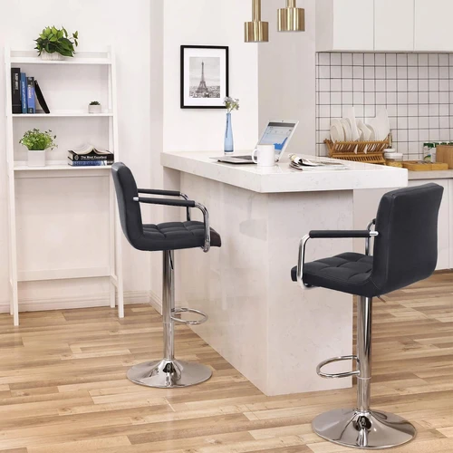 Profesionaliai dygsniuota baro kėdė su neslystančiu guminu žiedu