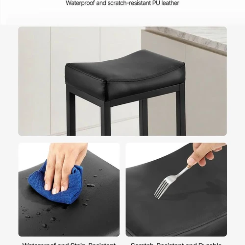 Baro kėdžių komplektas, 2 vnt., PU oda, 62 cm, be atlošo, juodos - Baro kėdės
