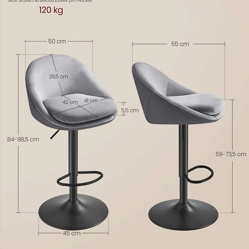 Juodos pilkos baro kėdės moderniam interjerui