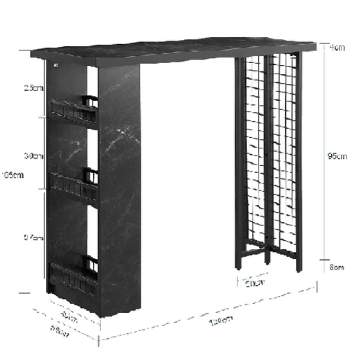 Baro stalas 120x50x105cm., juodos spalvos - Stalai