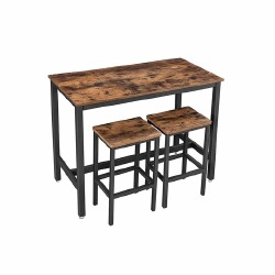 Baro stalo ir kėdžių komplektas, 3 dalių, ruda/juoda