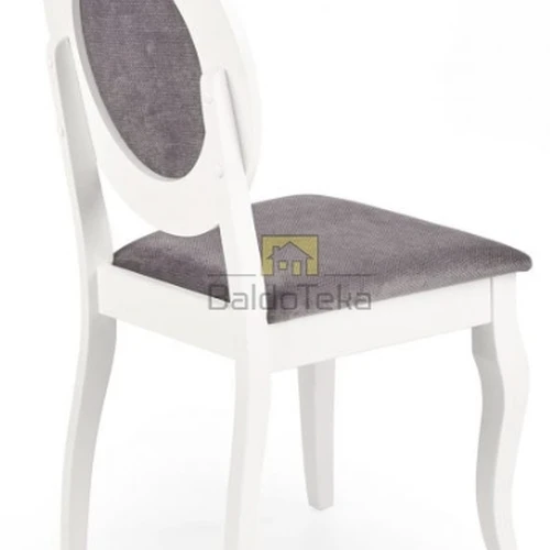 Modernus stalas su gobelenu ir natūraliu medžiu, pilka/balta spalva