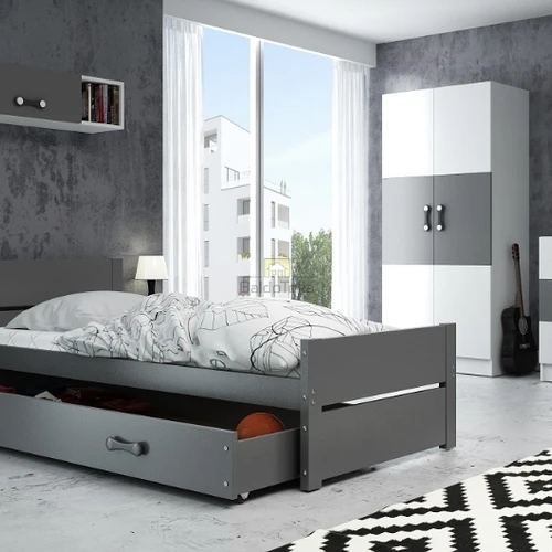 Natūrali pušis ir MDF grafitinėje spalvoje