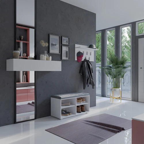 Patogi sėdynė ir atsparus paviršius batų lentynoje