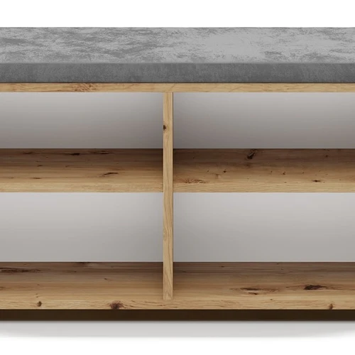 Ruda batų lentyna su pilku minkštu sėdynės pagalvu ir ABS kraštų apdaila