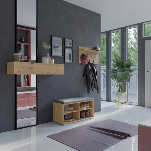 Kompaktiška batų lentyna su 4 atvirais skyriais ir minkšta sėdynės pagalva