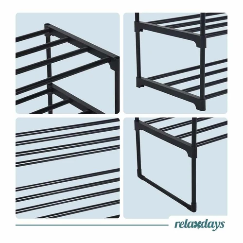 Batų lentyna Relaxdays, 10 lentynų, Juoda, 94 × 174 × 30 cm - Batų dėžės, stovai