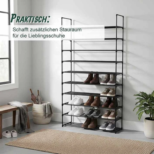 Batų lentyna Relaxdays, 10 lentynų, Juoda, 94 × 174 × 30 cm - Batų dėžės, stovai
