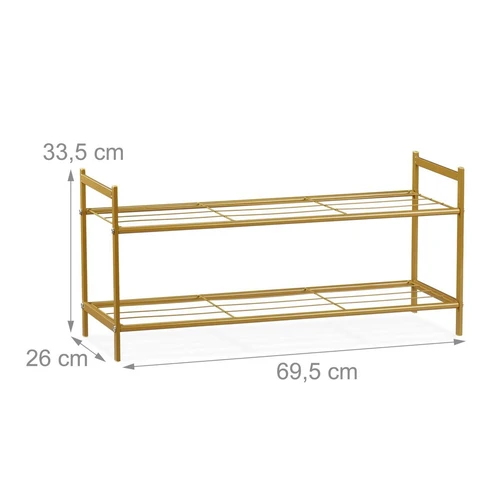 Batų lentyna Relaxdays 10020563_259, 6 poroms, Auksinė, 69,5 × 33,5 × 26 cm - Batų dėžės, stovai
