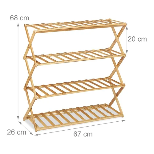 Batų lentyna Relaxdays 10038837.0, 4 lygiai, iki 12 porų, 67 × 68 × 26 cm - Batų dėžės, stovai
