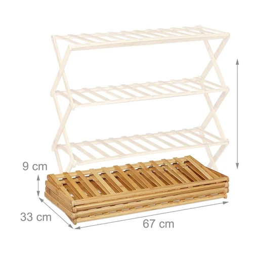 Batų lentyna Relaxdays 10038837.0, 4 lygiai, iki 12 porų, 67 × 68 × 26 cm - Batų dėžės, stovai