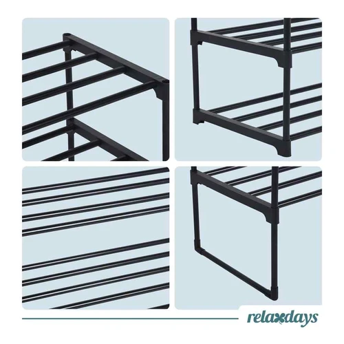 Batų lentyna Relaxdays, 2 lentynos, Juoda, 117 × 38 × 30 cm - Batų dėžės, stovai