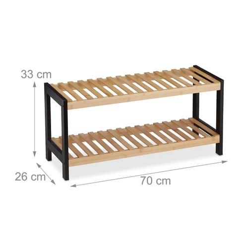 Batų lentyna Relaxdays, 2 lentynos, Ruda/juoda, 70 × 33 × 26 cm - Batų dėžės, stovai