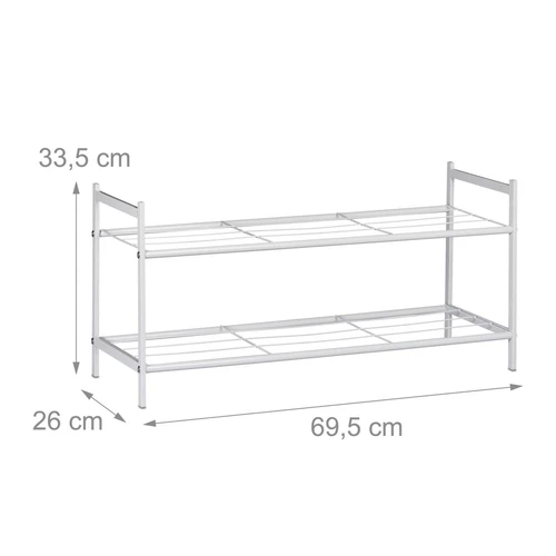 Batų lentyna Relaxdays, 2 lygių, apie 6 poroms, Balta, 69,5 × 33,5 × 26 cm - Batų dėžės, stovai