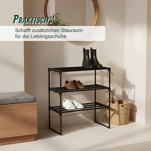 Batų lentyna Relaxdays, 3 aukštų, Juoda, 42,5 × 55 × 30 cm - Batų dėžės, stovai