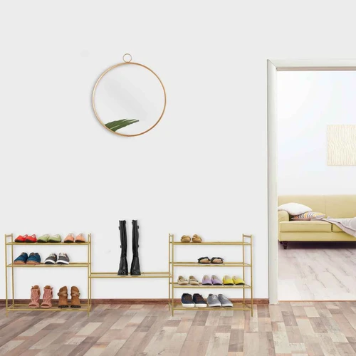 Batų lentyna Relaxdays, 4 lentynos, iki 12 porų, Auksinė, 70 × 70 × 26 cm - Batų dėžės, stovai
